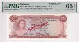 Bahamas, 50 Dollars, 1965, UNC, p24s, SPECIMEN