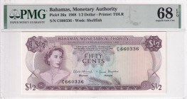 Bahamas, 1/2 Dollar, 1968, UNC, p26a