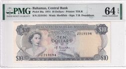 Bahamas, 10 Dollars, 1974, UNC, p38a