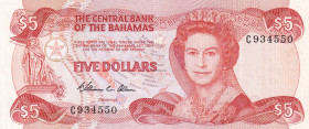 Bahamas, 5 Dollars, 1974, XF, p45a