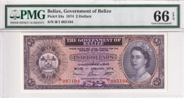 Belize, 2 Dollars, 1974, UNC, p34a