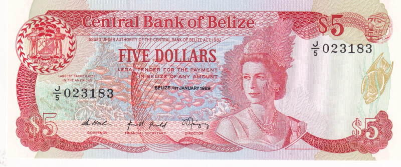 Belize, 5 Dollars, 1989, UNC, p47b

Queen Elizabeth II Portrait

Estimate: U...