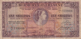 Bermuda, 5 Shillings, 1952, VF, p18a