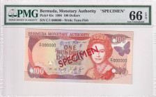 Bermuda, 100 Dollars, 1996, UNC, p45s, SPECIMEN