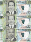 Botswana, 10 Pula, 2018/2020, UNC, p35;p16, (Total 3 banknotes)