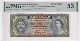 British Honduras, 10 Dollars, 1960, AUNC, p31as, SPECIMEN