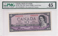 Canada, 10 Dollars, 1954, XF, p32a, DEVIL'S FACE