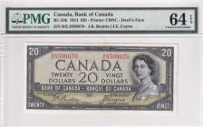 Canada, 20 Dollars, 1954, UNC, p70b, DEVIL'S FACE