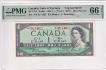 Canada, 1 Dollar, 1954, UNC, p73b, REPLACEMENT