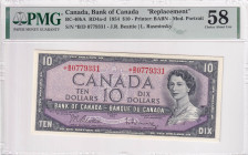 Canada, 10 Dollars, 1954, AUNC, p79br, REPLACEMENT