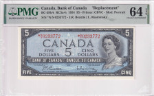 Canada, 5 Dollars, 1954, UNC, p77br, REPLACEMENT