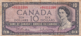 Canada, 10 Dollars, 1954, VF(-), p79b, REPLACEMENT