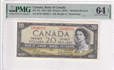 Canada, 20 Dollars, 1954, UNC, p80b