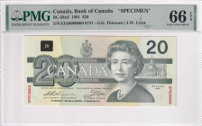 Canada, 20 Dollars, 1991, UNC, p97a, SPECIMEN