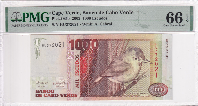 Cape Verde, 1.000 Escudos, 2002, UNC, p65b

PMG 66 EPQ

Estimate: USD 50-100
