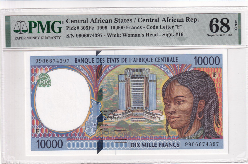 Central African States, 10.000 Francs, 1999, UNC, p305Fe

PMG 68 EPQ, High Con...