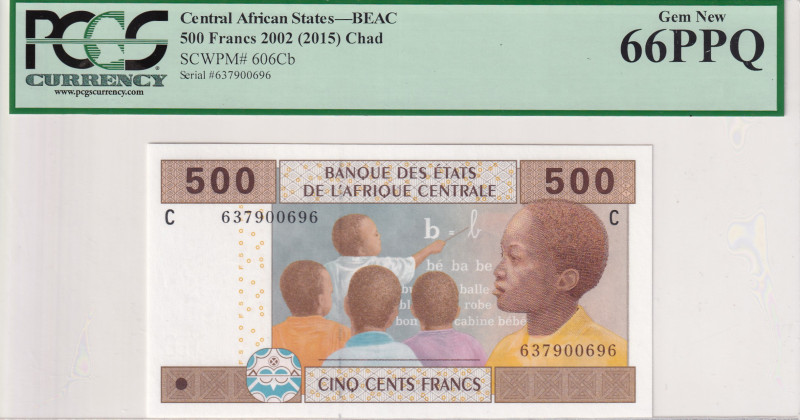Central African States, 500 Francs, 2015, UNC, p606Cb

PCGS 66 PPQ

Estimate...