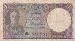 Ceylon, 1 Rupee, 1944, VF, p35a