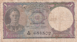 Ceylon, 1 Rupee, 1943, VF, p35a
