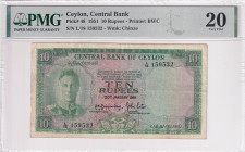Ceylon, 10 Rupees, 1951, VF, p48