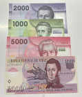 Chile, 1.000-2.000-5.000 Pesos, 2007/2020, UNC, p160;p161;p162;p163, (Total 4 banknotes)