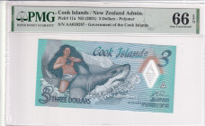 Cook Islands, 3 Dollars, 2021, UNC, p11a