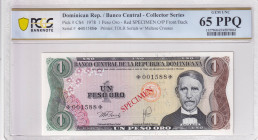 Dominican Republic, 1 Peso Oro, 1978, UNC, pCS4, SPECIMEN