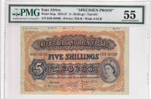 East Africa, 5 Shillings, 1953-57, AUNC, p33sp, SPECIMEN