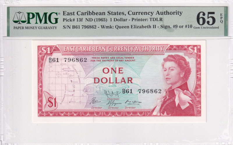East Caribbean States, 1 Dollar, 1965, UNC, p13f

PMG 65 EPQ, Queen Elizabeth ...