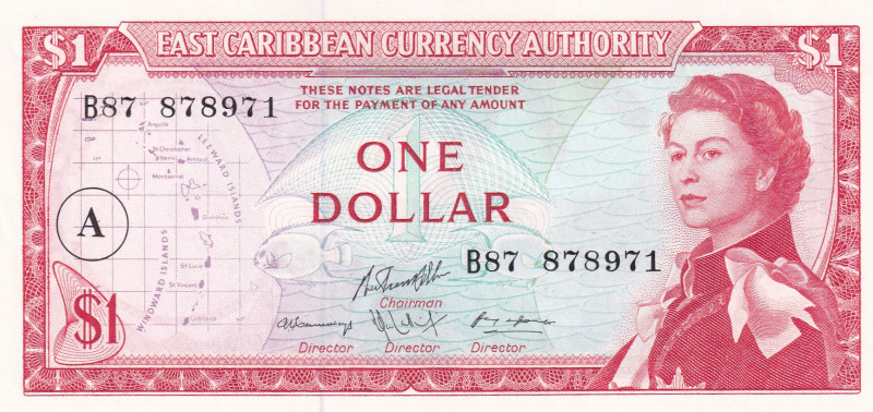 East Caribbean States, 1 Dollar, 1965, AUNC, p13h

Queen Elizabeth II Portrait...