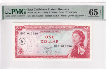 East Caribbean States, 1 Dollar, 1965, UNC, p13j, Grenada
