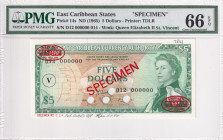East Caribbean States, 5 Dollars, 1965, UNC, p14s, SPECIMEN
