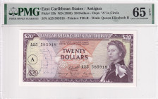 East Caribbean States, 20 Dollars, 1965, UNC, p15h, Antigua