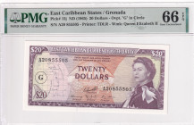 East Caribbean States, 20 Dollars, 1965, UNC, p15j, Grenada