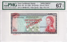 East Caribbean States, 100 Dollars, 1965, UNC, p16fs, SPECIMEN