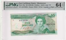 East Caribbean States, 5 Dollars, 1986-88, UNC, p18m, Montserrat