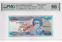 East Caribbean States, 10 Dollars, 1985-93, UNC, p23a1s, Grenada