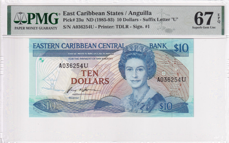 East Caribbean States, 10 Dollars, 1985-93, UNC, p23u, Anguilla

PMG 67 EPQ, H...