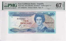 East Caribbean States, 10 Dollars, 1985-93, UNC, p23u, Anguilla