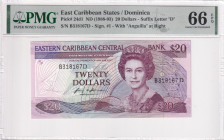 East Caribbean States, 20 Dollars, 1988-93, UNC, p24d1, Dominica