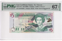 East Caribbean States, 5 Dollars, 2000, UNC, p37v, St. Vincent