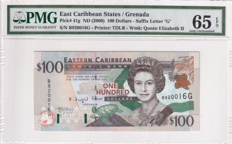 East Caribbean States, 100 Dollars, 2000, UNC, p41g, Grenada

PMG 65 EPQ, Quee...