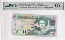East Caribbean States, 5 Dollars, 2003, UNC, p42k, St. Kitts