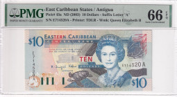 East Caribbean States, 10 Dollars, 2003, UNC, p43a, Antigua