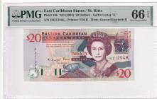 East Caribbean States, 20 Dollars, 2003, UNC, p44k, St. Kitts
