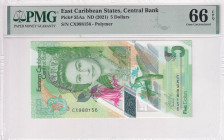 East Caribbean States, 5 Dollars, 2021, UNC, p55Aa
