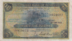 Egypt, 25 Piastres, 1948, FINE, p10d
