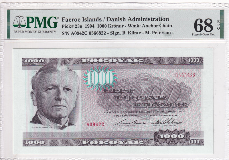 Faeroe Islands, 1.000 Kronur, 1994, UNC, p23e

PMG 68 EPQ, High Condition , Da...