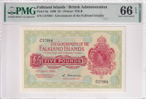 Falkland Islands, 5 Pounds, 1960, UNC, p9a