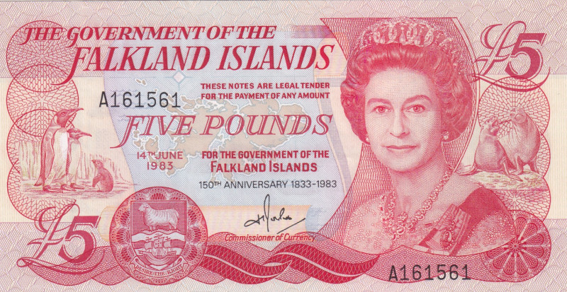 Falkland Islands, 5 Pounds, 1983, UNC(-), p12a

Queen Elizabeth II Portrait, C...